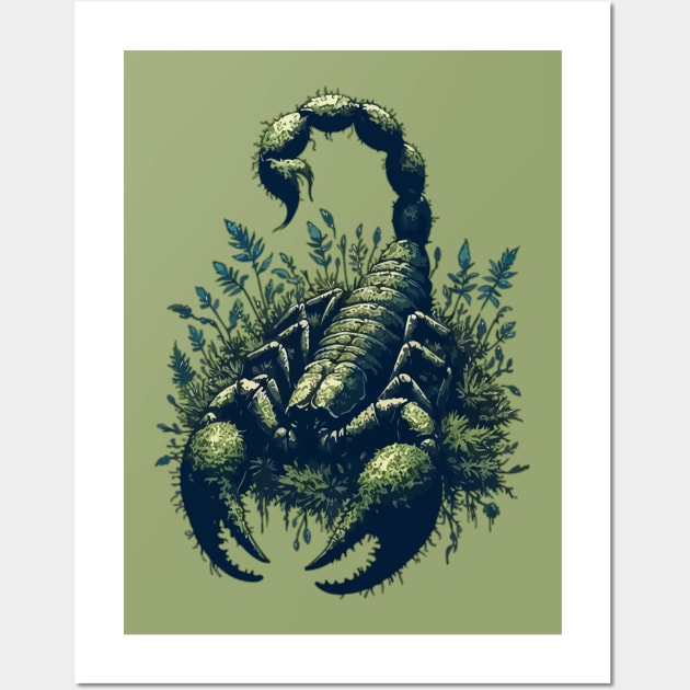 Scorpion overgrown with moss, plants and flowers Wall Art by TomFrontierArt